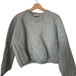 100% WOOL CROPPED LIGHT BLUE JUMPER